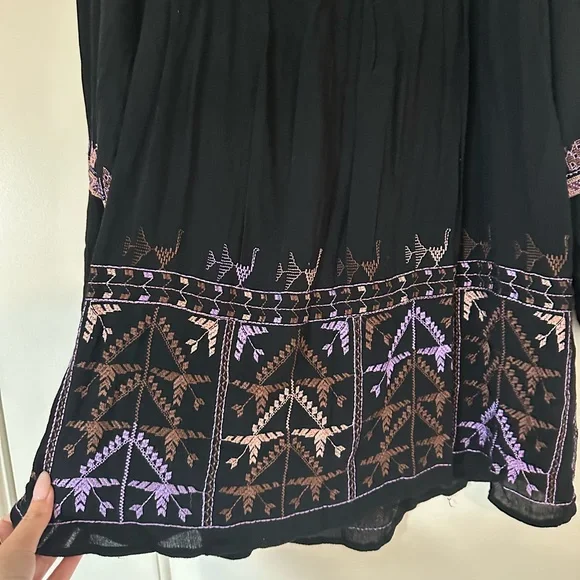 NWT Free People Rhiannon Black Embroidered Tunic Mini Backless Dress Purple  Pink - golstoreperu.com